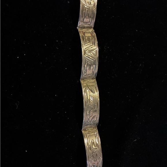 Other - Vintage Mexico Sterling Silver Mayan/Aztec Panel Link Bracelet 7.5”